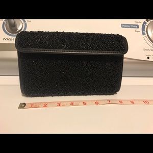 Donald J Pliner black beaded clutch, new